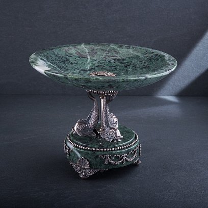 Фруктовница "Дельфины" из серебра и мрамора, ручная работа сер00003 №8