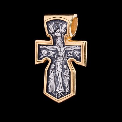 Серебряный крестик с позолотой и чернением 132391 №5