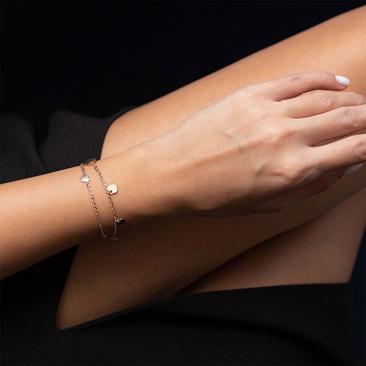 Браслет "Сердечки" в червоному золоті б04541 від ювелірного магазину Онікс - 1