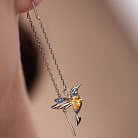 Срібні сережки - протяжки "Колібрі" (сині та жовті камені) 530 от ювелирного магазина Оникс - 2