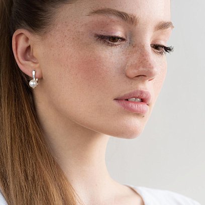 Серебряные серьги с жемчугом 12797 №2