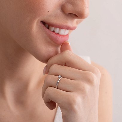 Заручальна золота каблучка з діамантом 26411121 №5