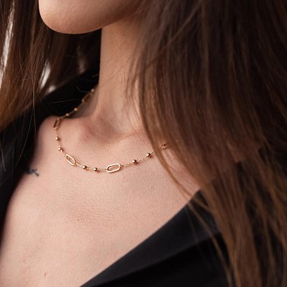 Кольє - ланцюжок "Кульки" у жовтому золоті кол02253 №15