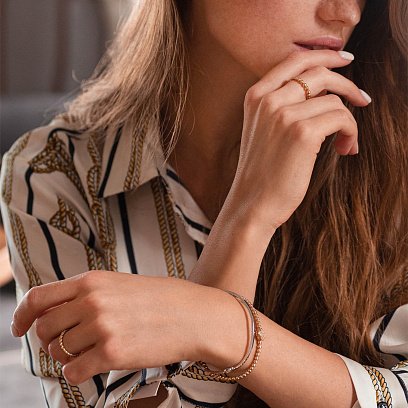 Шариковый золотой браслет "Клевер" (фианит) б04502 №5