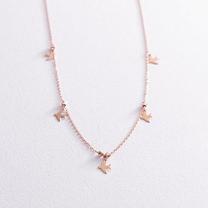 Кольє "Ластівки" в червоному золоті кол02021