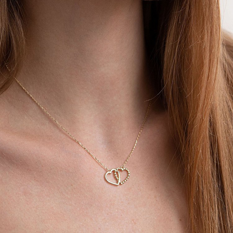 Кольє "Закохані серця" в жовтому золоті кол01988 від ювелірного магазину Онікс - 4