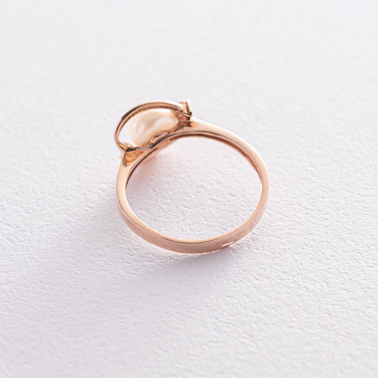 Золота каблучка з перлами і фіанітами к05500 - 3 Золота каблучка з перлами і фіанітами к05500 від ювелірного магазину Онікс - 3