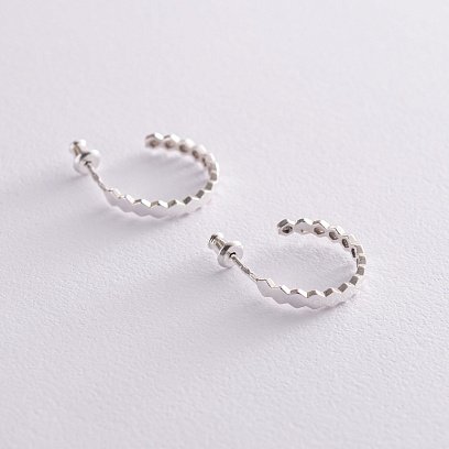 Серьги - пусеты "Грани" в серебре 122924 №3