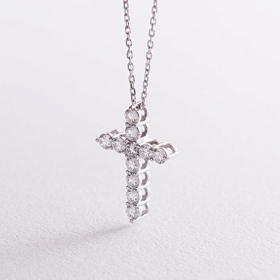 Золоте кольє "Хрестик" з діамантами 112841121