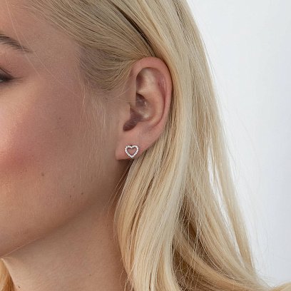 Золоті сережки - пусети "Сердечка" з діамантами сб0368nl №2