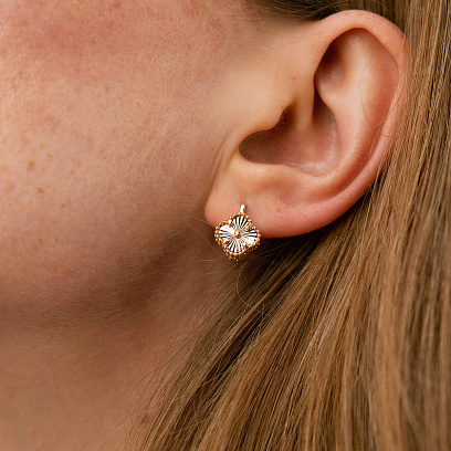 Сережки "Конюшина" в червоному золоті с08873 №4