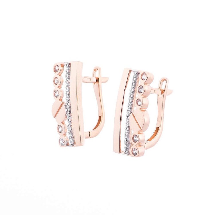 Золоті сережки з фіанітами с05201 від ювелірного магазину Онікс - 1