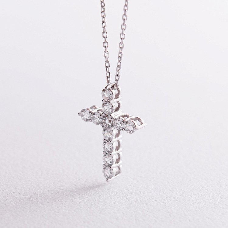 Золоте кольє "Хрестик" з діамантами 112841121 від ювелірного магазину Онікс