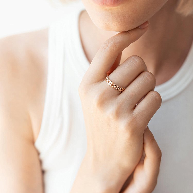 Золотое кольцо "Цепочка" к07074 от ювелирного магазина Оникс - 5