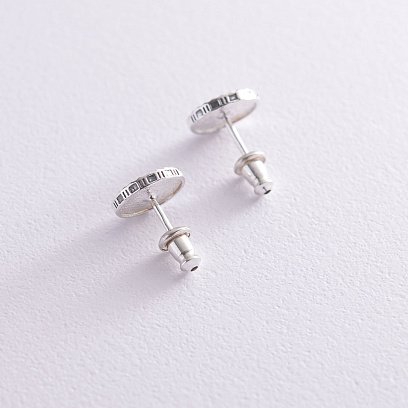 Сережки - пусети "Конюшина" в сріблі (чорніння) 122772 №4