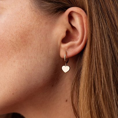 Золотые серьги - пусеты "Сердечки" с07393 №2