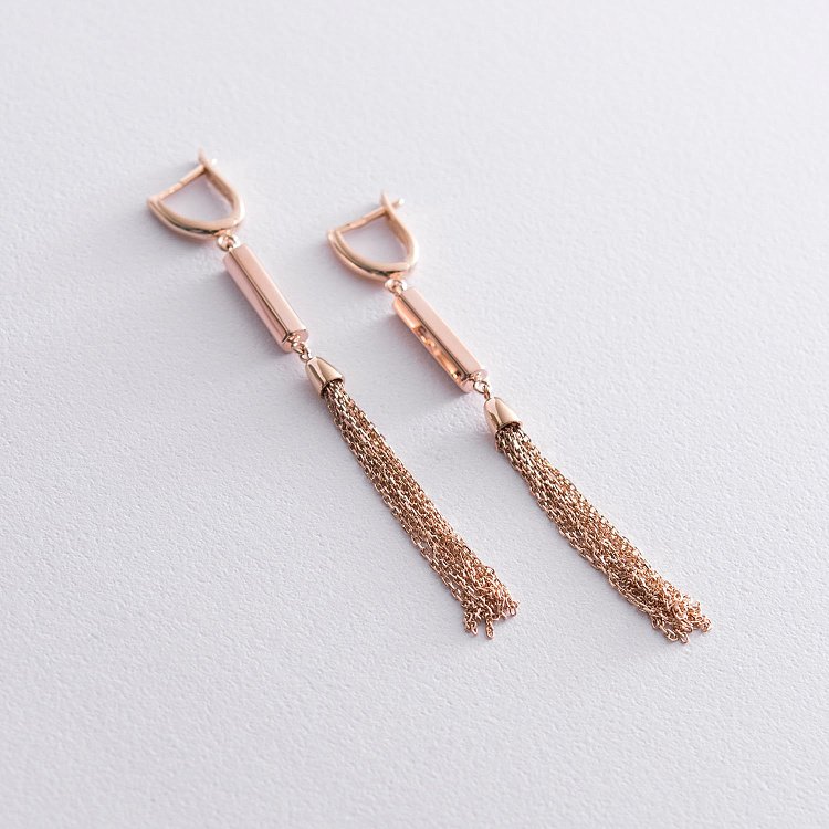 Висячие серьги в красном золоте с06874 от ювелирного магазина Оникс