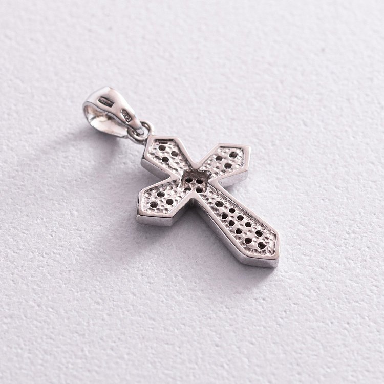 Срібний хрестик з фіанітами (родій) 131992 від ювелірного магазину Онікс - 2