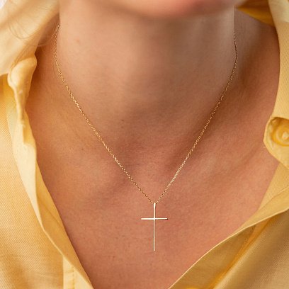 Кольє "Хрестик" в жовтому золоті кол01704 №4