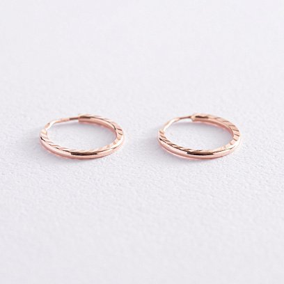 Серьги - кольца в красном золоте (1.2 см) с03380 №3