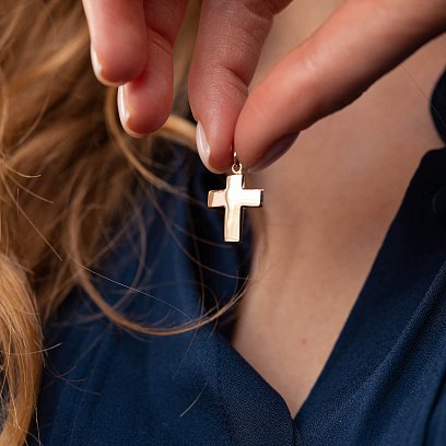 Крестик в красном золоте п03749 №2