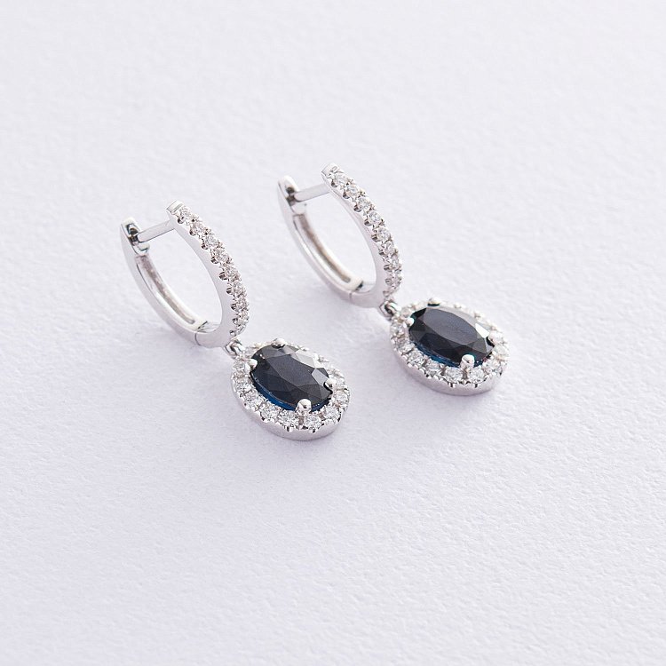 Золоті сережки з діамантами і сапфірами сб0052са від ювелірного магазину Онікс - 2