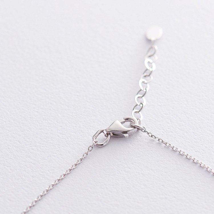 Кольє "Конюшина" в білому золоті (фіаніти) кол01668 від ювелірного магазину Онікс - 3