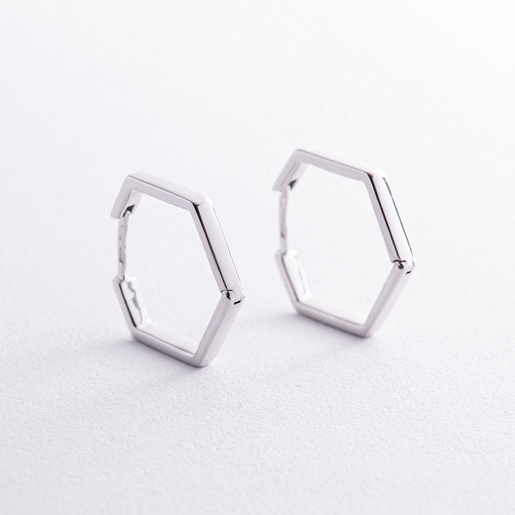 Срібні сережки "Шестикутники" 902-01270 від ювелірного магазину Онікс - 4
