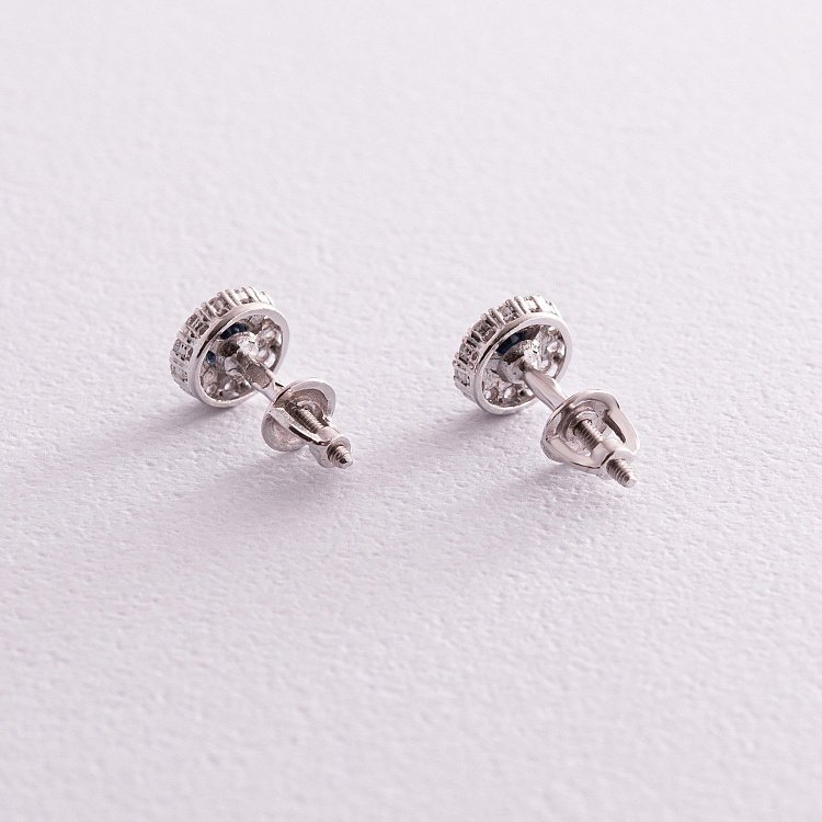 Срібні сережки - пусети з сапфірами і фіанітами 2112/9p-HSPH від ювелірного магазину Онікс - 3