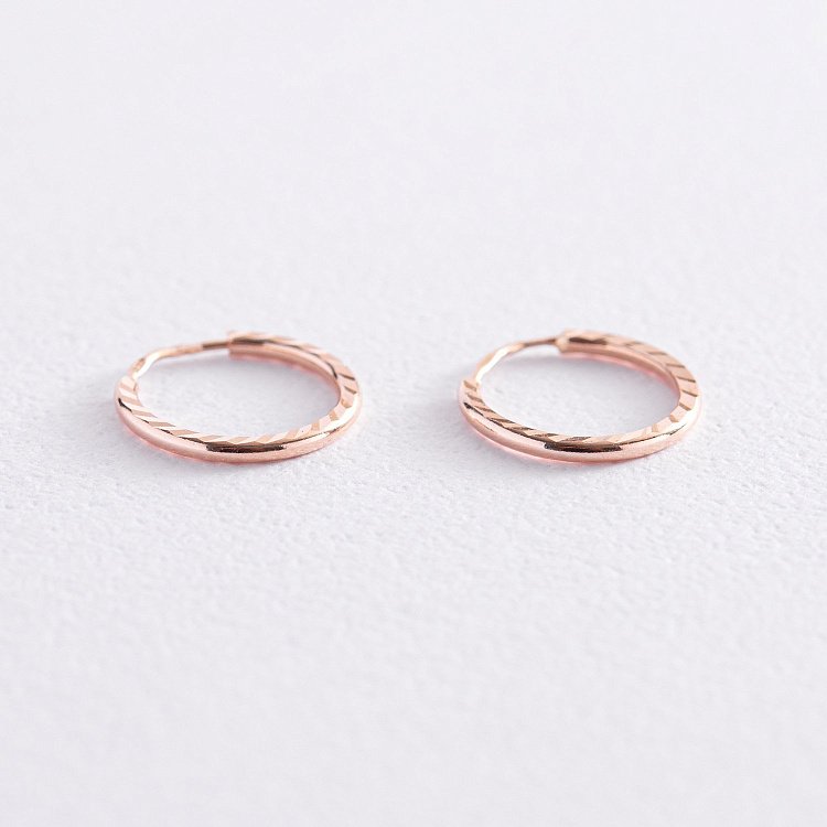 Серьги - кольца в красном золоте (1.2 см) с03380 от ювелирного магазина Оникс - 2