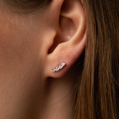 Золоті сережки - пусети з діамантами сб0603м №4