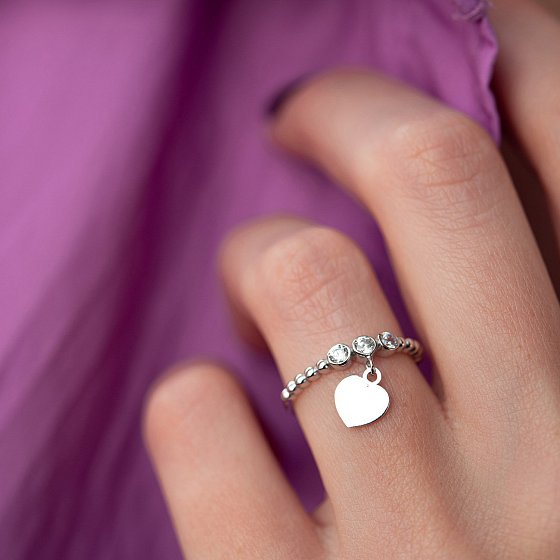Золотое кольцо "Сердечко" с фианитами к06795