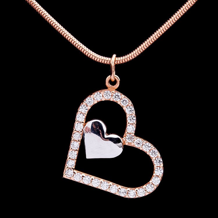 Подвеска "Два сердечка" с фианитами п01202 от ювелирного магазина Оникс - 1
