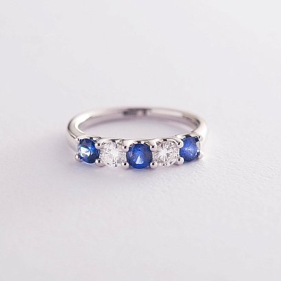 Золотое кольцо (сапфир, бриллиант) кб0207mi