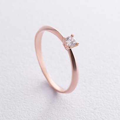 Заручальна золота каблучка з фіанітом к07440