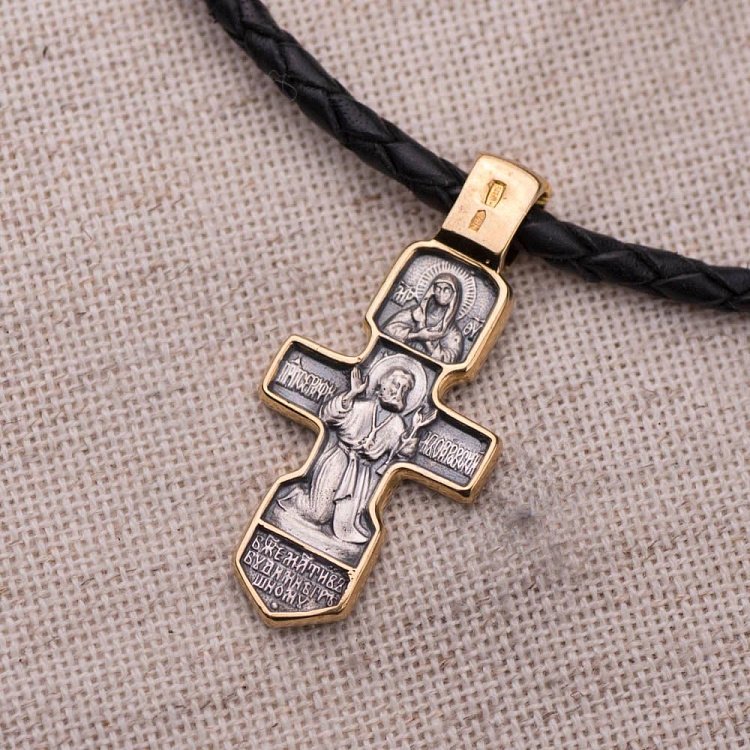 Срібний хрестик з позолотою "Розп'яття. Серафим Саровський" 131793 від ювелірного магазину Онікс - 3