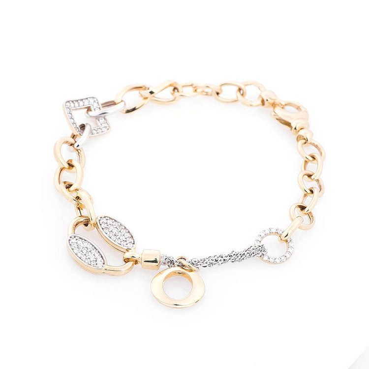 Золотий ланцюговий браслет з фіанітами б01770 від ювелірного магазину Онікс