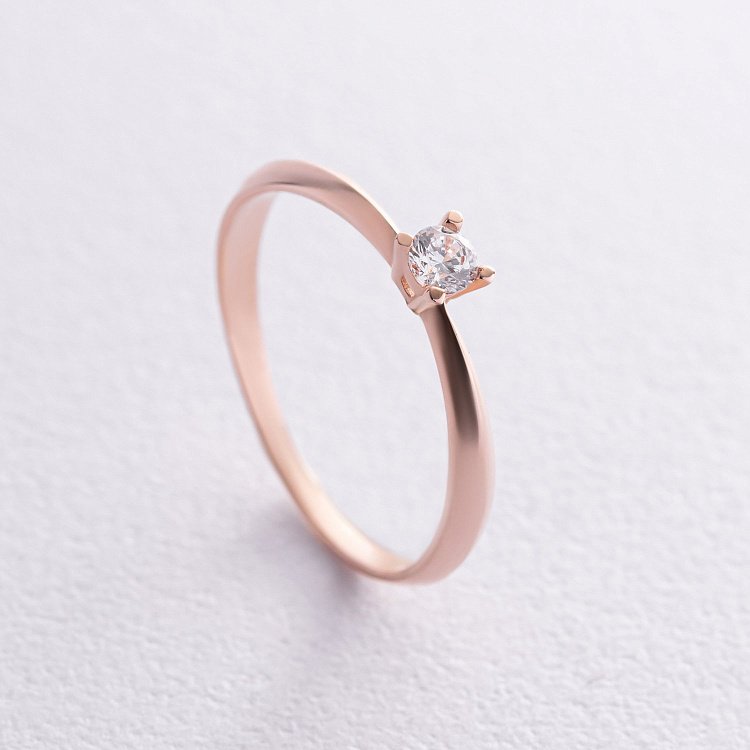 Заручальна золота каблучка з фіанітом к07440 від ювелірного магазину Онікс