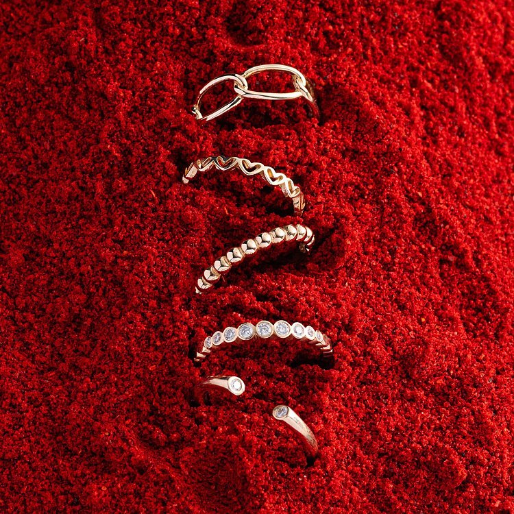 Кольцо "Сердечки" в желтом золоте к07189 от ювелирного магазина Оникс - 5