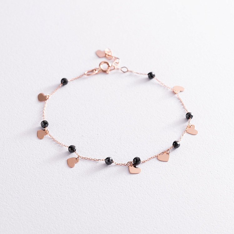 Золотий браслет "Сердечка" (фіаніти) б04883 від ювелірного магазину Онікс