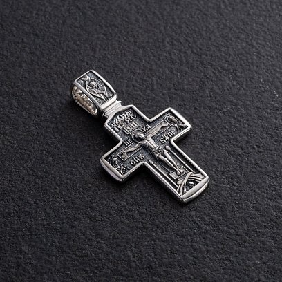 Серебряный крест "Распятие Христово. Деисус" (чернение) 132991 №2