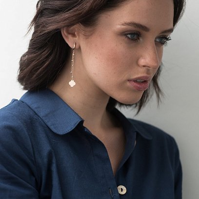 Висячие серьги "Клевер" из красного золота с06352 №4