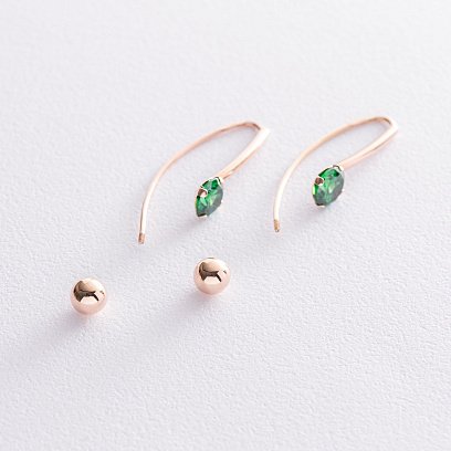 Золотые серьги "Вдохновение" (фианиты) с07039 №3