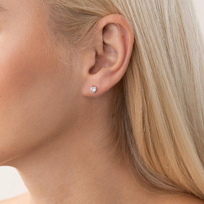 Золотые серьги - пусеты "Сердца" с бриллиантами сб0228са №2