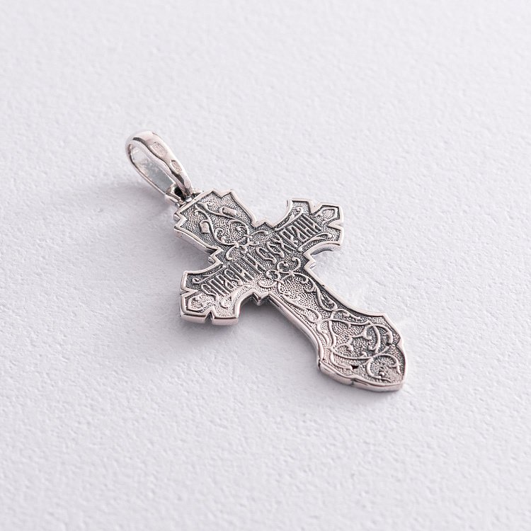 Серебряный крест "Распятие. Спаси и Сохрани" 133096 от ювелирного магазина Оникс - 4