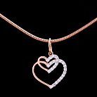 Золотая подвеска в форме двух сердец с фианитами п01453 от ювелирного магазина Оникс - 1