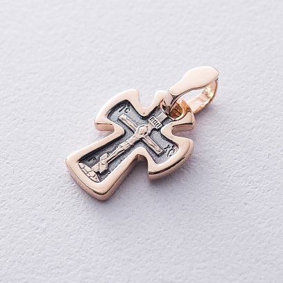 Золотой крестик "Распятие. Спаси и Сохрани" п02665