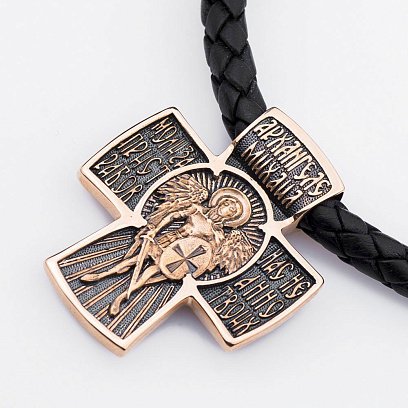 Золотий хрестик з чорнінням "Архангел Михаїл" п02684 №2