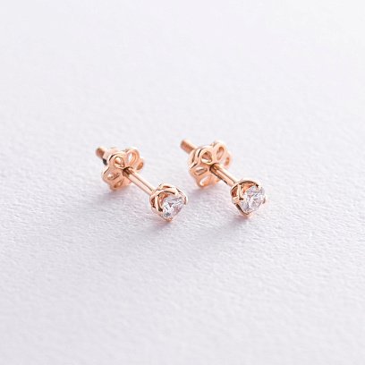 Золоті сережки - пусети з діамантами сб0203 №2