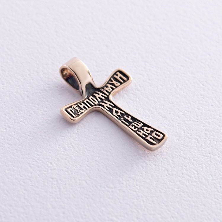 Крестик в желтом золоте (чернение) п03875 от ювелирного магазина Оникс - 6